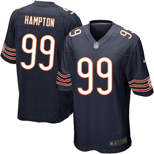 Men's Game Dan Hampton Nike Jersey Navy Blue Home - #99 NFL Chicago Bears